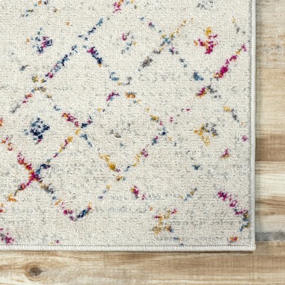 Elevated Trellis 4' Square Light Multi Synthetic Accent Rug