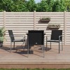 vidaXL Patio Dining Set Table and Chair with Cushions Poly Rattan and Steel - Black 31.5" Table Length 4 Chairs - 2 of 4