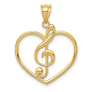 Black Bow Jewelry 14k Yellow Gold Treble Clef and Heart Pendant - 1 of 4