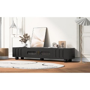 Grungis TV Stand for TVs with Solid Wood Legs and Metal Handles Up to 80 Inch,Console Table with Glass Door for Bedroom,Living Room - 1 of 4