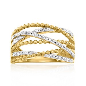 Ross-Simons 0.25 ct. t.w. Diamond Beaded Highway Ring in 18kt Gold Over Sterling - 1 of 4