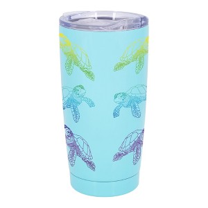 Elanze Designs Sea Turtle Ocean Life Animal Ombre Wrap-Around Design 20 Ounce Stainless Steel On-The-Go Coffee Mug, Thermal Travel Tumbler with Leak - 1 of 4