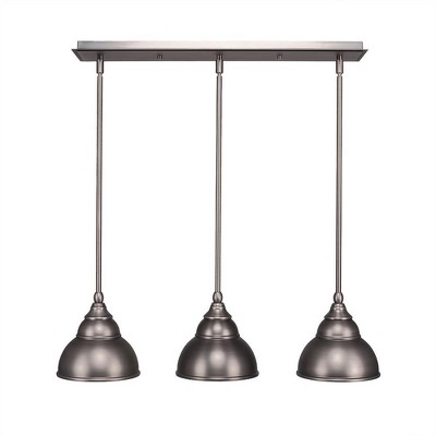 Toltec Lighting Any 3 - Light Chandelier in  Brushed Nickel with 7" Brushed Nickel Double Bubble Metal Shade Shade