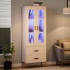 Hommoo Freestanding Storage Cabinet with LED Light, Doors & 2 Drawers - 3 of 4
