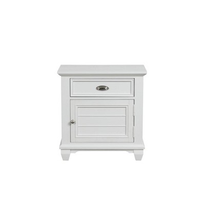 Jamestown White Brushed Acacia Wood Traditional Nightstand