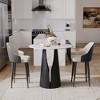 POVISON 24'' Modern Leather Counter Height Bar Stools Set of 2, Upholstered Counter Stools for Breakfast Table, Black - 3 of 4