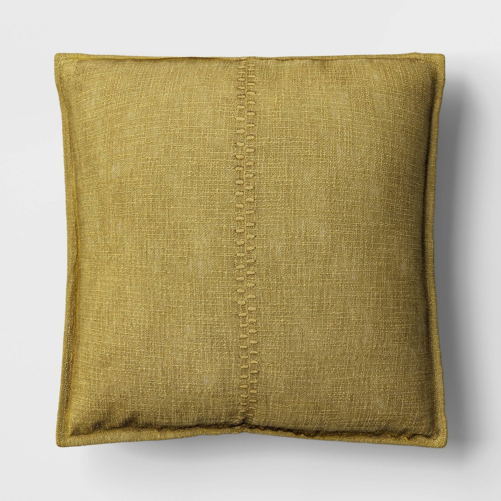 Photos - Pillow 18"x18" Center Seam Slubbed Square Outdoor Throw  Olive Green - Threshold™