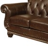 70" Anondale Sofa Espresso Top Grain Leather Match and Cherry Finish - Acme Furniture: Luxurious Loveseat, Nailhead Trim, Includes Accent Pillow - 3 of 4