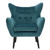 Blue Velvet Wingback Accent Chair: Tufted, with Decorative Pillow, Ideal for Cozy Corners - 2 of 4