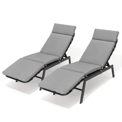 Crestlive Products Outdoor Chaise Lounge Chairs (Set of 2) with Cushion and Adjustable Back