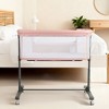 Kinder King Baby Folding Bassinet w/Wheels,Portable Newborn Bedside Sleeper All-Sided Mesh Infant Crib Removable Soft Mattress - 2 of 4