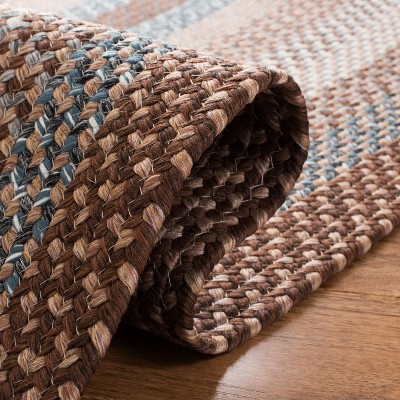 Handmade Brown/Multi 5' Square Braided Reversible Area Rug
