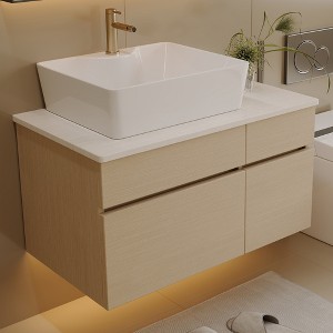 KWPZQEB 31" Modern Bathroom Vanity with Ceramic Basin, Floating Vanity Sink Cabinet with 2 Drawer & 2 Stroge Cabinet, Freestanding Cabinet - 1 of 4