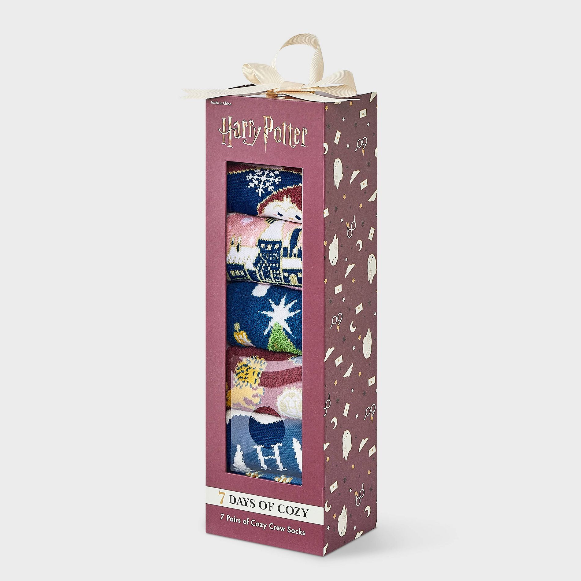 Women's Harry Potter 7 Days of Cozy Crew Socks Gift Box - Assorted Color 4-10