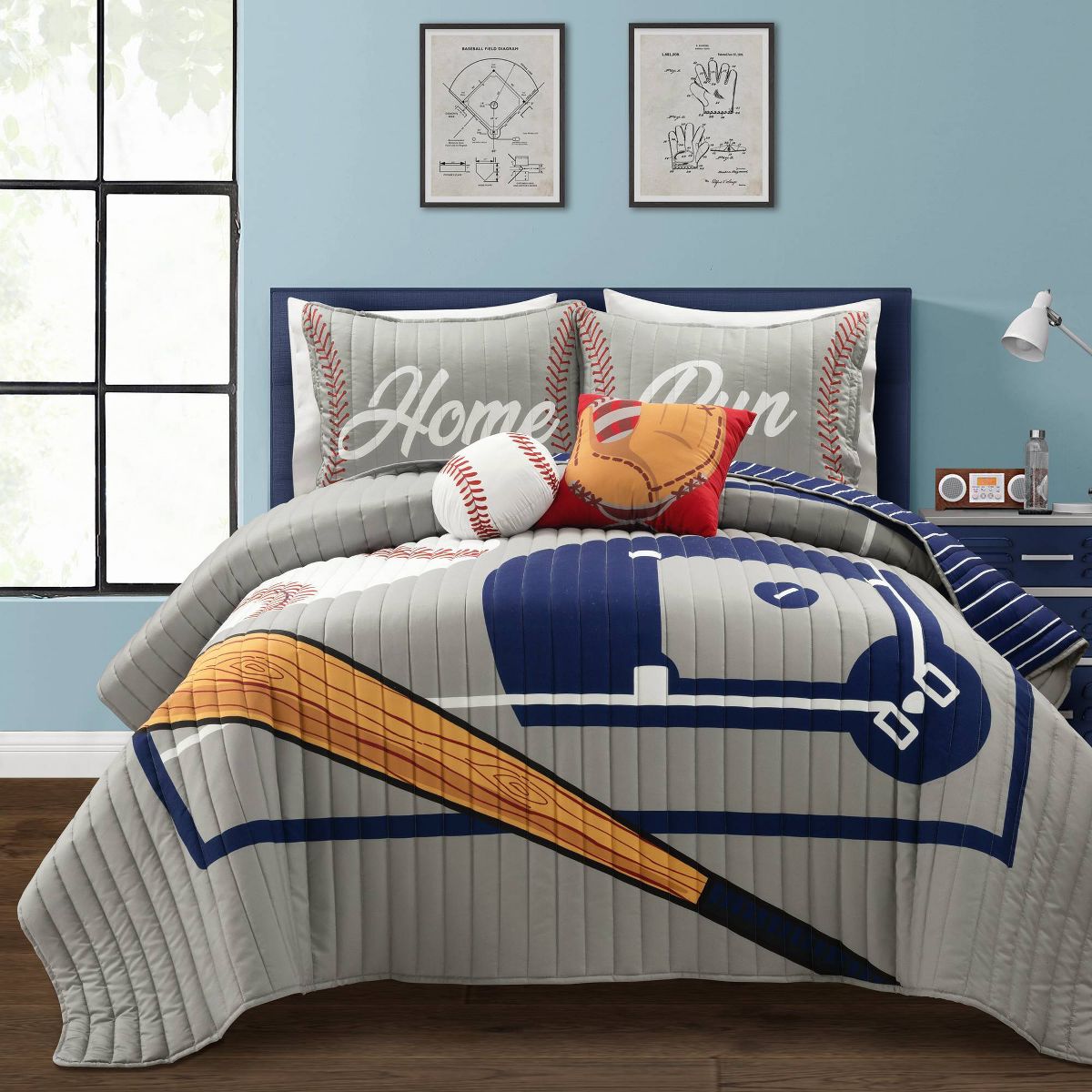 Baseball Game Reversible Oversized Quilt Set - Lush Décor - thumbnail 7