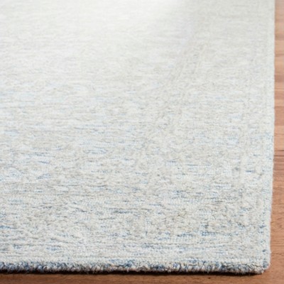 Blue and Ivory Square Hand-Tufted Wool Area Rug