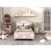 DOMETOUR Twin Size Princess Bed with Crown Headboard, PU Upholstered Platform Bed, Bed-End Storage Pocket, No Box Spring Needed, Easy Assembly, Pink - 4 of 4