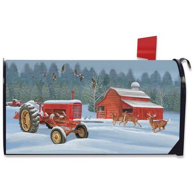 Winter On The Farm Magnetic Mailbox Cover Tractor Barn Standard Briarwood Lane