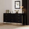 FUFU&GAGA Black Wood Big Drawers Dresser With Metal Frame Legs - 2 of 4