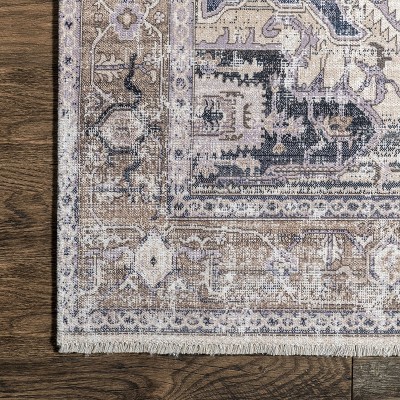 Larkspur Light Brown Cotton Synthetic Washable 8' x 10' Area Rug
