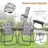 Tangkula Set of 4 Webbed Lawn Chairs, Outdoor Patio Folding Chairs w/ Heavy-Duty Metal Frame Lightweight Portable Web Camping Chairs Brown/Blue/Red - 3 of 4