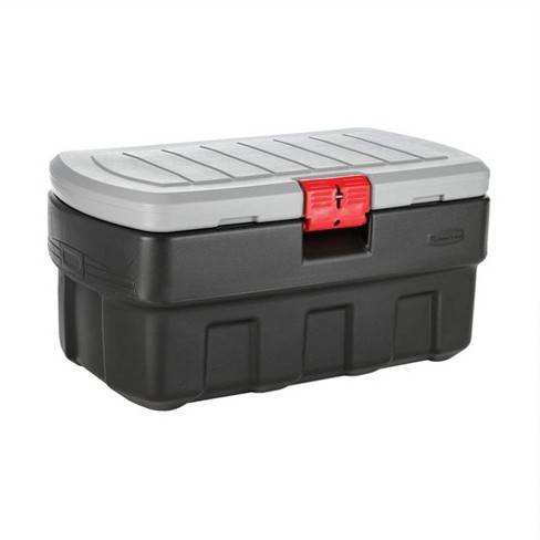 Rubbermaid 35 Gallon Black Action Packer Lockable Latch Indoor And
