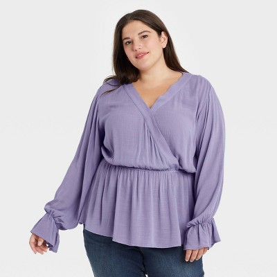 women's long sleeve wrap top