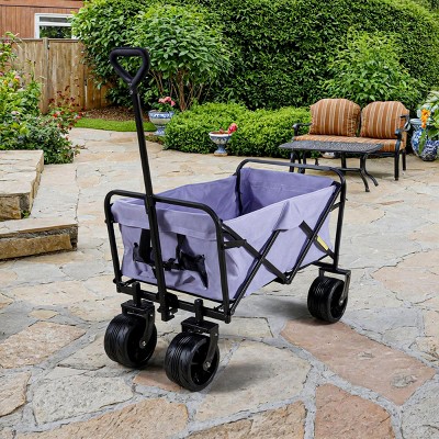 YONWAY Collapsible Folding Beach Wagon Cart with 220Lbs Capacity,with Big Wheels and Adjustable Handle,for Sand,Garden,Camping,Outdoor,Purple