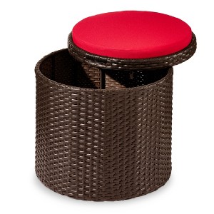 Best Choice Products Round Wicker Ottoman, Multipurpose Furniture w/ Removable Cushion, Steel Frame - 1 of 4
