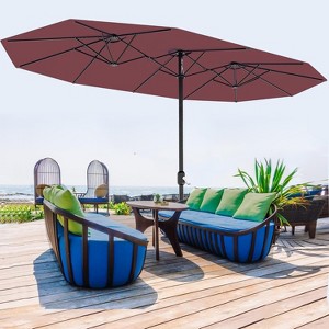 13FT Patio Umbrella, Rectangle Outdoor Umbrella, Double-Sided Market Table Umbrella With Crank Handle, Perfect for Pool, Garden, Deck, Backyard - 1 of 4