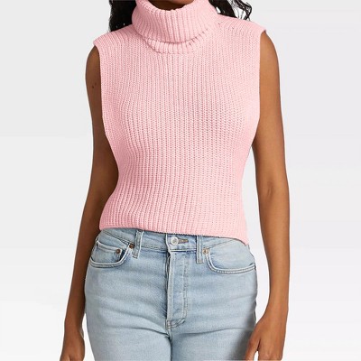 Womens Sleeveless Pullover Sweater Turtleneck Sweater Knt Tank Tops