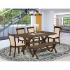HomeStock 6-Piece Rectangle Distressed Jacobean Finish Solid Wood Top Dining Table with 1-Bench, 4-Chairs - 2 of 4