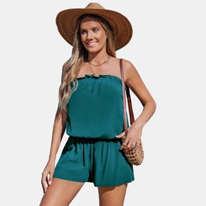Women's Breezy Strapless Cover Up Romper for Effortless Beach Style - Cupshe - 1 of 4