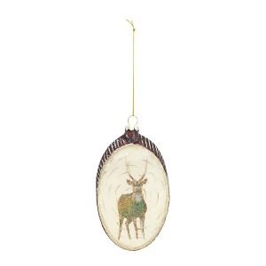Deer Disc Ornament Set – 6"H Gold Glass Christmas Ornaments, Set of 12 By Melrose - 1 of 3