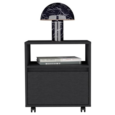 TIRAMISUBEST Nightstand with 1 Drawer, Caster Wheels, Buffet Cabinet for Mobile Bedroom Storage