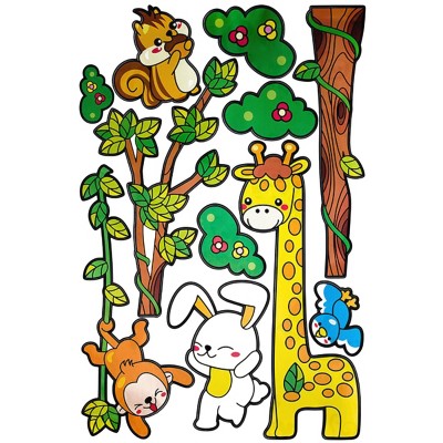 Slickblue Giraffe Friends Vinyl Wall Decals 23.6x35.9 inch – Whimsical Animal Wall Art for Living Rooms & Bedrooms