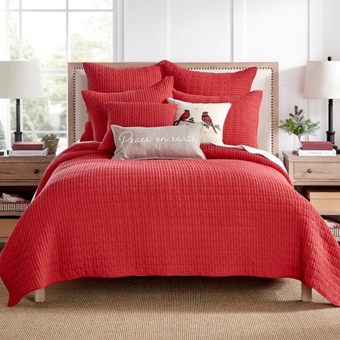 Mills Waffle Red King Quilt Set Levtex Home Target