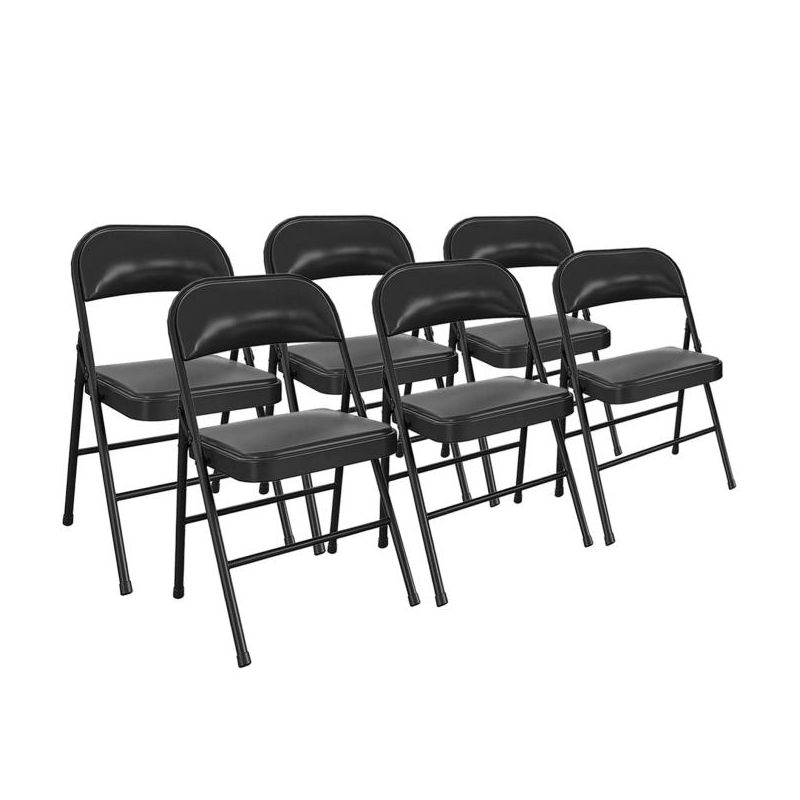 SUGIFT Folding Chairs with Padded Seats 6 Pack Black Metal Padded Folding Chair with Steel Frame for Events Office Wedding Party - 330 lb Capacity, 1 of 10