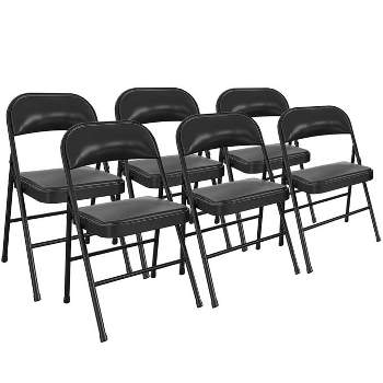 SUGIFT Folding Chairs with Padded Seats 6 Pack Black Metal Padded Folding Chair with Steel Frame for Events Office Wedding Party - 330 lb Capacity
