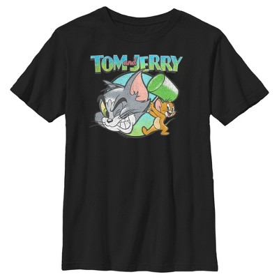 Boy's Tom And Jerry Bring Out The Hammer T-shirt - Black - Small : Target