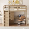 NicBex Full Size Bunk Bed with Desk Loft Bed Wooden Bed Frame with Wardrobe, Shelves, 2 Drawers, Ladder and Guardrail, No Box Spring Required, Walnut - 2 of 4