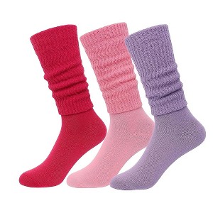 Women’s Vintage Inspired Slouch Socks Soft Cotton Blend Knee-High, 3 Pairs - 1 of 4