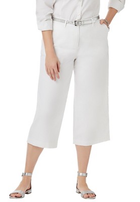 Jessica London Women's Plus Size Stretch Cotton Chino Wide-Leg Crop