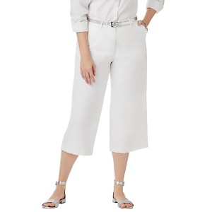 Jessica London Women's Plus Size Stretch Cotton Chino Wide-Leg Crop - 1 of 4
