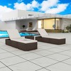 vidaXL Poly Rattan Sun Loungers Set with Table - Weather-Resistant and Adjustable 2-Piece Outdoor Loungers with Removable Cushions, in Brown - 2 of 4