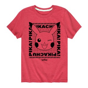 Boys' - Pokémon - Pikachu Face Wink Short Sleeve Graphic T-Shirt - 1 of 4