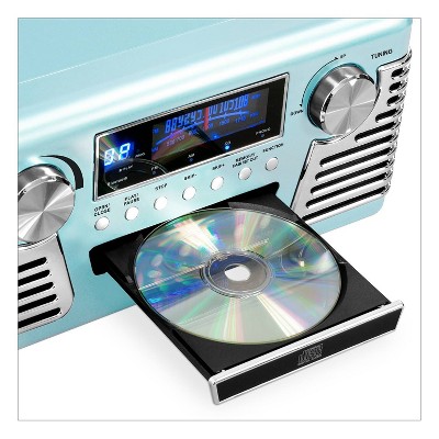 Teal Retro Bluetooth Record Player with AM/FM Radio