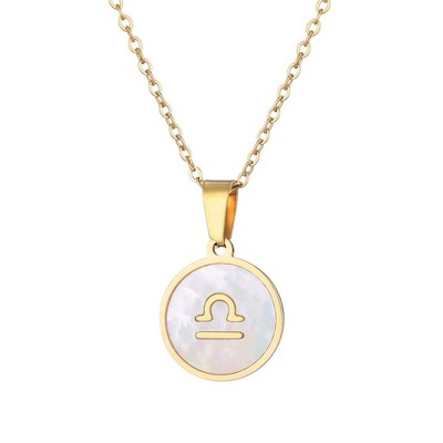 Adornia Tarnish Resistant 18k Gold Plated Mother of Pearl Zodiac Necklace