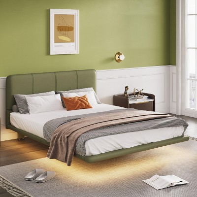 Christopher Knight Home Korli Queen Size Modern Upholstered Floating Bed with LED Lighting