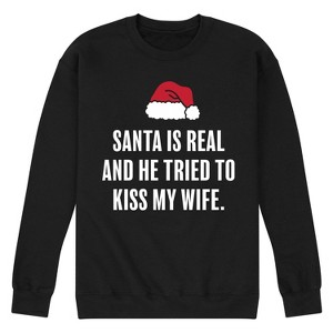 Men's - Instant Message - Santa is Real Funny Christmas Graphic Fleece Sweatshirt - 1 of 4